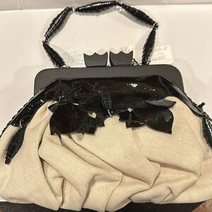 Anthony Luciano purse, NWT. Leather, canvas and wood.